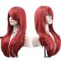 Wig Long Big Wavy Hair Women Cosplay Party Costume Wig(Wine Red)