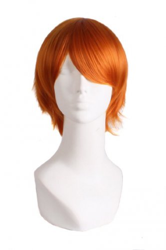Men's Short Straight Wig Cosplay Costume Wig (Orange)