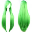 80cm Cosplay Hair Wig Long Straight Hair Heat Resistant Costume Party Full Wigs(grass green)