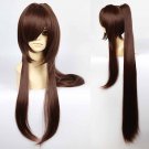 Popular new Long brown Yamato Cosplay Straight Wig + one clip on Ponytails 110CM