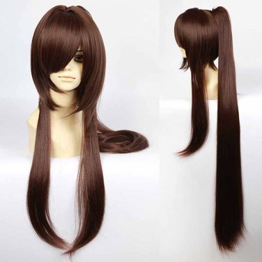 Popular new Long brown Yamato Cosplay Straight Wig + one clip on Ponytails 110CM