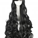 Ree Shipping 100cm Synthetic Hair Long Curly  black  Cosplay Wig Perruque