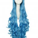 Ree Shipping 100cm Synthetic Hair Long Curly Blue Cosplay Wig Perruque