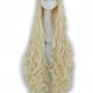 Ree Shipping 100cm Synthetic Hair Long Curly Blonde  Cosplay Wig Perruque