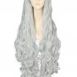 Ree Shipping 100cm Synthetic Hair Long Curly Sliver Grey  Cosplay Wig Perruque