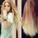 The new woman long straight hair wig Harajuku Brown Cosplay Ombre style
