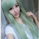 Fashion Women Lolita Wig Long Light Green Straight Hair Full Wigs Cosplay