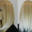 New stylish Blonde mix white straight lady's hair full wigs
