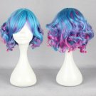 Lolita has a head of blue pink hair short mixed full wig wig party Harajuku animation cosplay