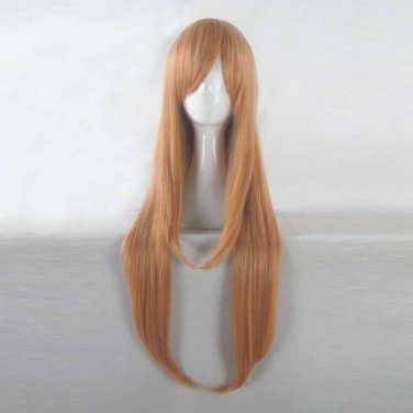 Yuki Asuna Warm Orange Medium Straight Hair 80cm Wig Cap +Free Shipping