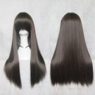 Anime TouHou Project Hakurei Reimu Cosplay Wig 60CM Brown Black Straight Hair Halloween Wigs