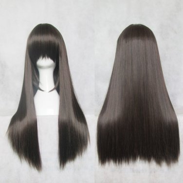 Anime TouHou Project Hakurei Reimu Cosplay Wig 60CM Brown Black Straight Hair Halloween Wigs