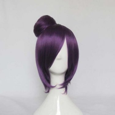 Anime NARUTO Konan Cosplay Wig 35CM Purple Black Short Hair Halloween Wigs Free Wig Cap