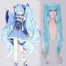 Vocaloid snow Hatsune Miku Cosplay Bunches 120cm Pigtails white blue Synthetic Full Wig