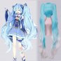 Vocaloid snow Hatsune Miku Cosplay Bunches 120cm Pigtails white blue Synthetic Full Wig