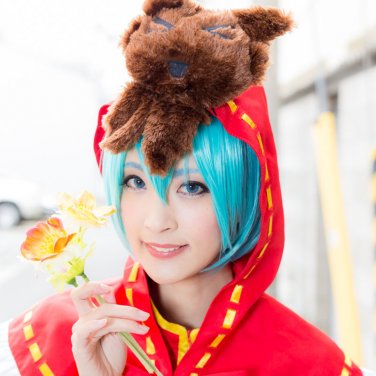 Vocaloid Hatsune Miku Clover Club Cosplay Women's Synthetic Wathet short straight hair Full Wig
