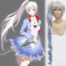 RWBY Weiss Schnee Cosplay White and blue gradient hair 120cm Ponytail anime Full Wig