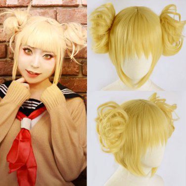 My Hero Academia Himiko Toga &aelig;&cedil;&iexcl;&aelig;�� &egrave;&cent;&laquo;&egrave;&ordm;&laquo;&aring;&shy;� cosplay blonde twins bun hairstyle anime wigs