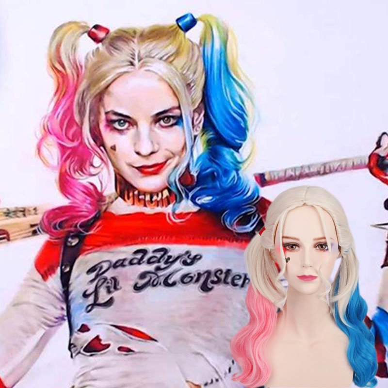 DC Super Hero Harley Quinn cosplay twins Braids wigs for Halloween