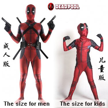 Marvel deadpool kids and  adults size  cosplay zentai Suit  Halloween Part Costume