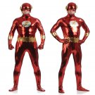 DC 's The Flash adults's of kids's size Shiny Metallic Cosplay zentai bodySuit Hallowmas party