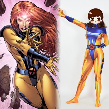 Marve's X-men Jean Grey-Summers Phoenix Cosplay zentai Bodysuit Hallowmas party Costume