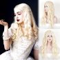 Alice in Wonderland 2 The white Queen cosplay Halloween Party long Pale golden big waves wigs