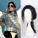 King of Pop Michael Jackson classic cosplay performance Halloween Party Fancy  Black curly wigs