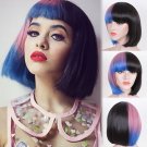 singer Melanie Martinez cosplay black pink The Half-and-half dye hair commonly used wigs