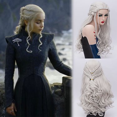 Dragonmothe Daenerys Targaryen dany cosplay Halloween Party Fancy silver wigs