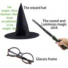 Harry Potter cosplay |wizard hat |sound Luminous magic stick|Glasses frame|  Halloween Party