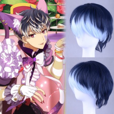 IDOLiSH7 MOMO cosplay Halloween Party Comic-Con black and white Mixed color short Anime wigs