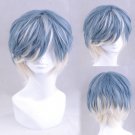 IDOLiSH7 MOMO cosplay Halloween Party Comic-Con blue and white Mixed color short Anime wigs
