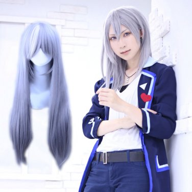 IDOLiSH7 YUKI cosplay Halloween Party Comic-Con gray and a little white short Anime wigs