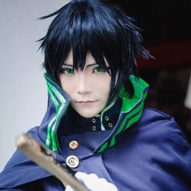 Seraph of the end Yuichiro Hyakuya cosplay Halloween Party Comic-Con black short Anime wigs