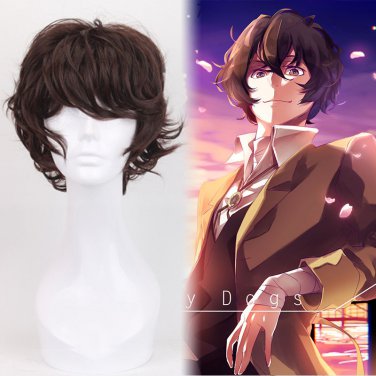 Bungo Stray Dogs Dazai Osamu &aring;&curren;&ordf;&aring;&reg;&deg;&aelig;&sup2;&raquo; cosplay Halloween Comic-Con brown short Curly Anime wigs