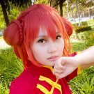 GINTAMA Kagura leader 神乐 cosplay Halloween Party Comic-Con red double bun Anime wigs
