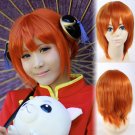 GINTAMA Kagura leader cosplay Halloween Party Comic-Con orange Anime wigs with Hair accessories