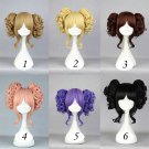 Many monochromatic color&mix color lolita lovely cute and sexy double curly Pigtails wigs
