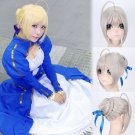 Fate/stay night Arturia Pendragon saber cosplay  Comic-Con Party silver Knot bun Anime wigs