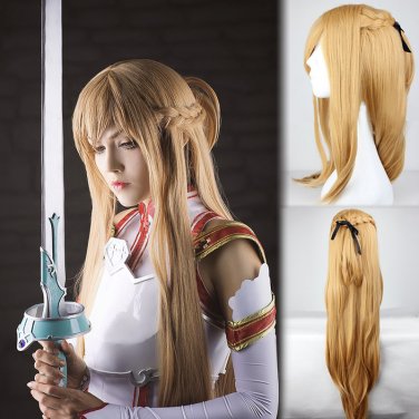 Sword Art Online Yuuki Asuna cosplay Comic-Con Party brown sideburns modelling Anime wigs