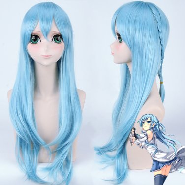 Sword Art Online Yuuki Asuna cosplay Comic-Con Party blue braids modelling Anime wigs