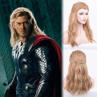 Marvel's Thor Odinson cosplay Comic-Con Party flaxen ponytail Slicked-back modelling wigs