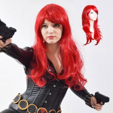 Marvel's Black Widow Natasha cosplay Comic-Con Party red slight curly hair wigs