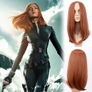 Marvel's Black Widow Natasha cosplay Halloween  Red brown centre parting Straight hair wigs