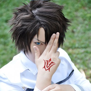 FGO Male leading role Ritsuka Fujimaru cosplay Comic-Con Party short black Anime wigs