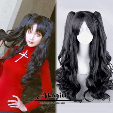 Fate/Stay night Rin Tohsaka cosplay Halloween Comic-Con Party gray twin tails Anime wigs