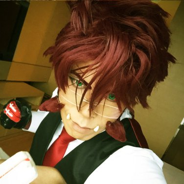 Blood Blockade Battlefront  Klaus Reinherz cosplay Comic-Con Party red short wigs with whisker