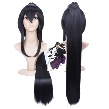 Touken Ranbu Online TaroTachi cosplay Party 40" ponytail black straight Classical general Anime wigs