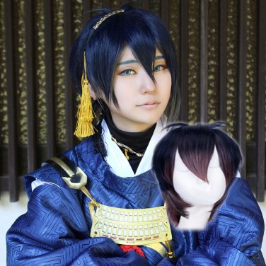 Touken Ranbu Online game Mikazuki Munechika cosplay party Gradient Color short Anime wigs